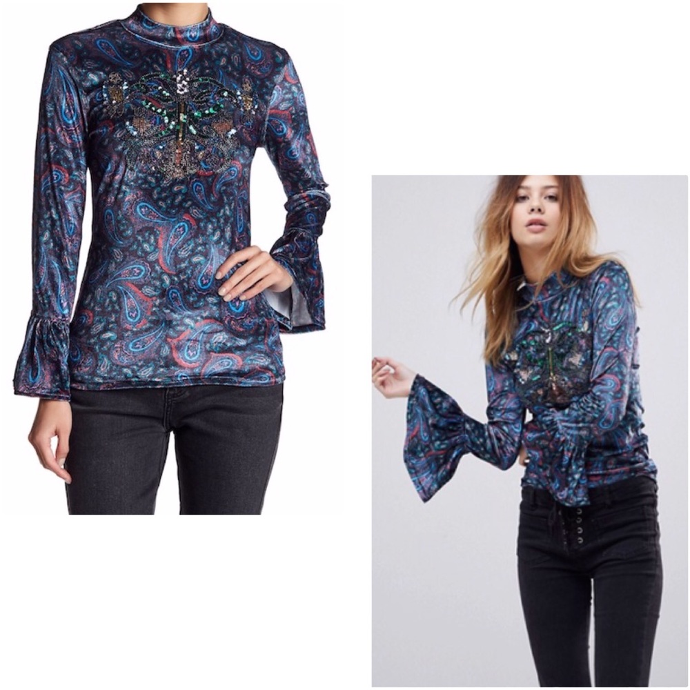 FREE PEOPLE // Velvet/Sequin Top